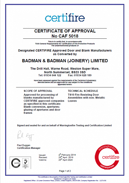 Badmans - Fire Door Modifiers, BWF Certifire Approved