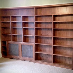 Shelved bookcase with concealed radiator