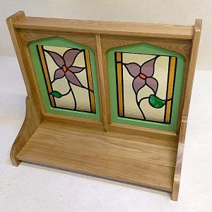 Purpose Made Oak Shelf with reclaimed Stain Glass