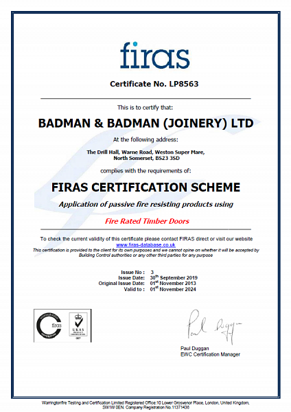 Badmans Fire Door Installation Supply Approved by FIRAS